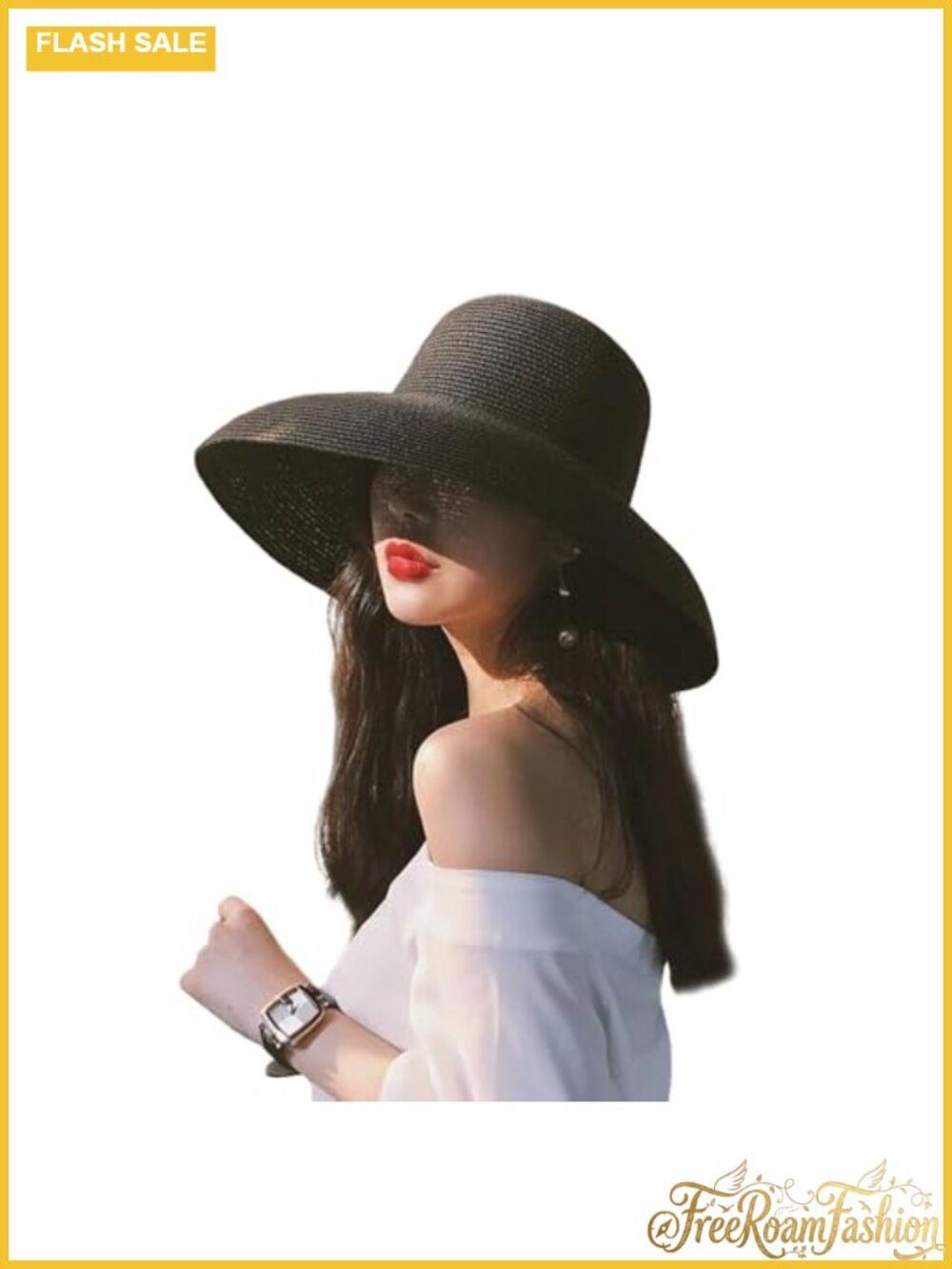Wide Brim Foldable Paper Straw Sun Hat UPF 50+ Beach Travel Hat